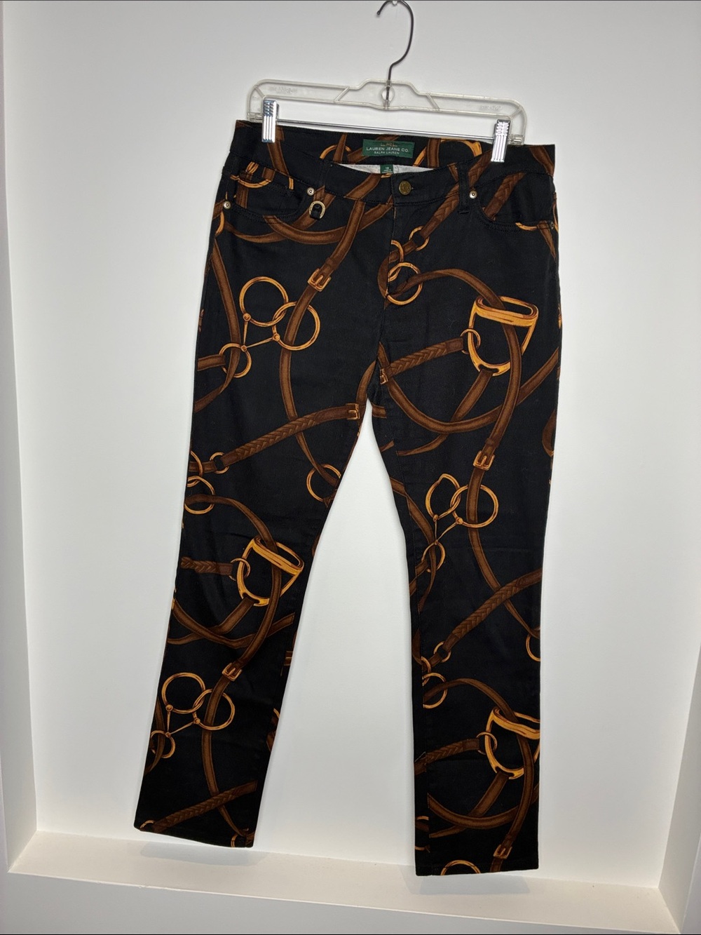 Lauren Ralph Lauren Black Jeans with Brown Chain Print